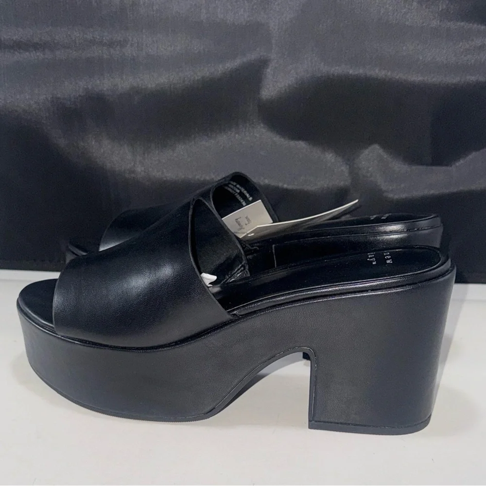Size 10 a new day Black Platform Mules NEW Disco Boho Memory Foam
